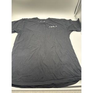 Tesla Authentic Black Tshirt Mens Size Large Chest Logo 100% Cotton T